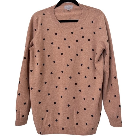 Pure Collection Polka Dot Cashmere Crew Neck Sweater Womens 12 - Picture 1 of 4
